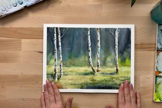 Полное руководство по лесному пейзажу акварелью. Три сюжета