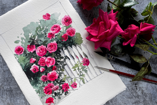 Loose Watercolor Roses