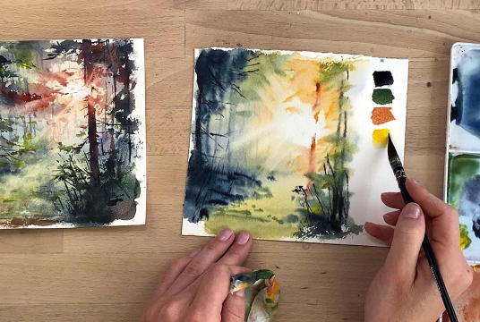 Watercolor: Summer Forest. Online Course For Beginners