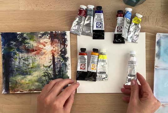 Watercolor: Summer Forest. Online Course For Beginners