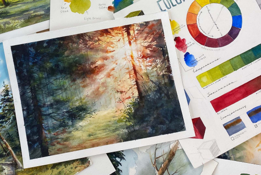 Watercolor: Summer Forest. Online Course For Beginners