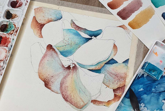 Stylish Illustration: Hydrangea With Watercolor