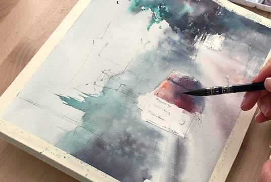 Watercolor: Foggy Morning in Prague