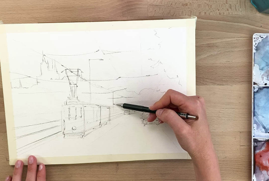 Watercolor: Foggy Morning in Prague