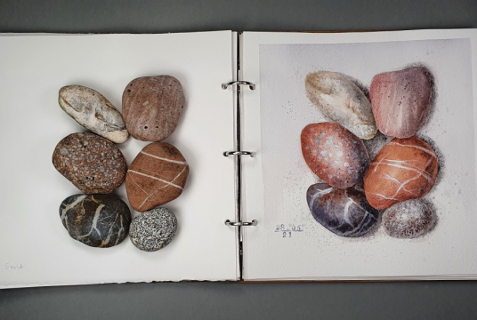 Realistic Stones With Watercolors