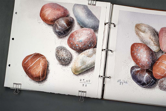 Realistic Stones With Watercolors