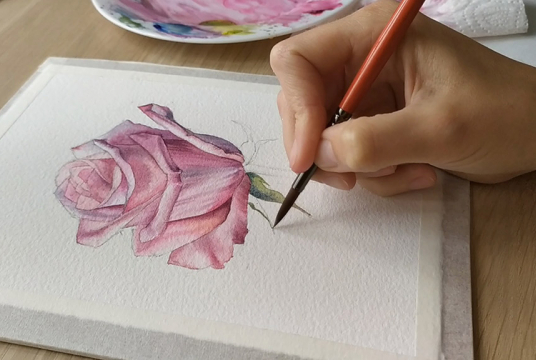 Watercolor Rose. Step-by-step Tutorial