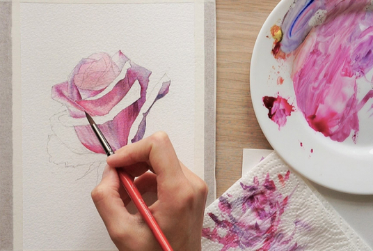 Watercolor Rose. Step-by-step Tutorial