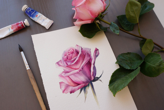 Watercolor Rose. Step-by-step Tutorial