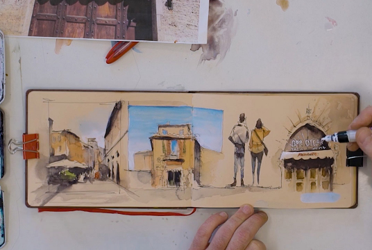 Sketching: How to design a travel sketchbook page