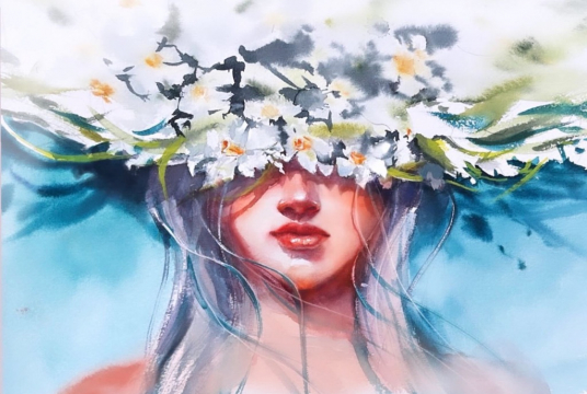 Spring Girl: Step by Step Watercolor Tutorial