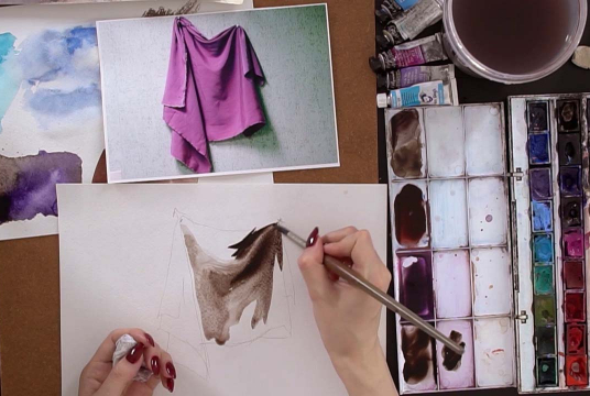 Contrasting light in watercolor. Ballerinas