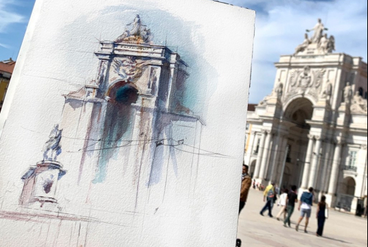 Wochenende in Lissabon - Schritt für Schritt Anleitung mit Aquarellfarben