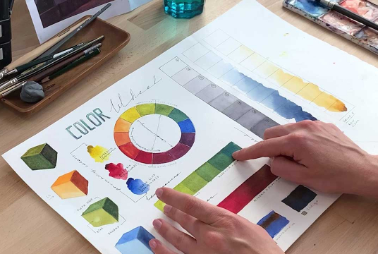 Master City Landscape with Watercolor. Charles Bridge in Prague