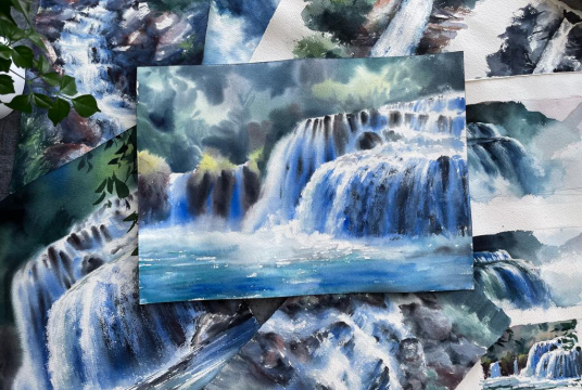 Intensive Watercolor Course:  Waterfalls and Streams