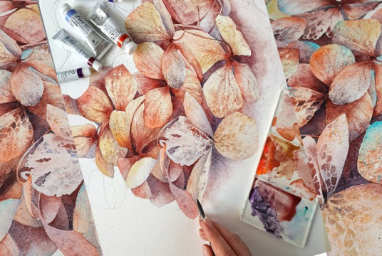 Step by Step Illustration: Hydrangea with Watercolor