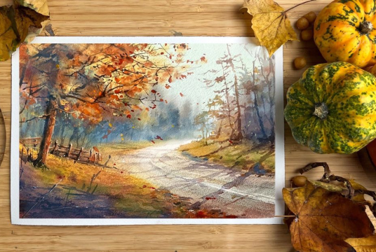 Autumn Sunlight: Intensive Watercolour Class With 2 Vivid Plots