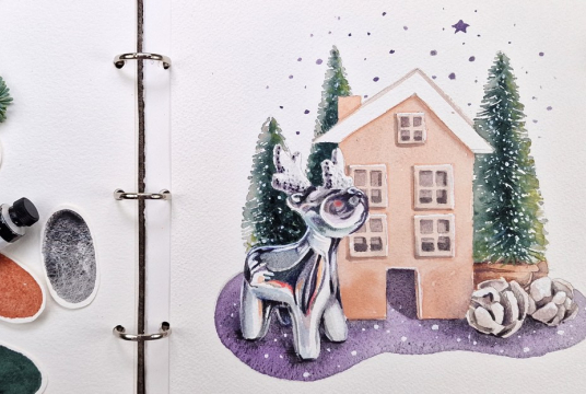 Step by Step Tutorial: Christmas Illustration with Watercolor