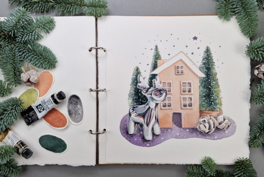 Step by Step Tutorial: Christmas Illustration with Watercolor