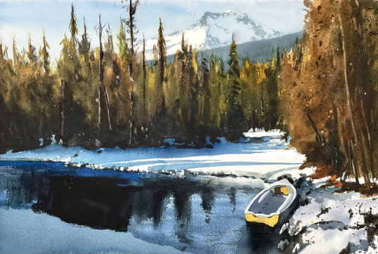 Light and Shadow in Winter Forest- Watercolor Tutorial