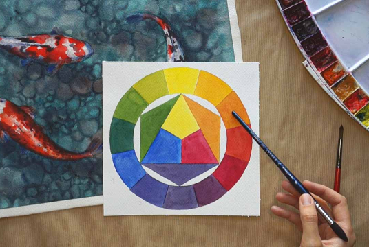 Watercolor illustration: Koi fishes