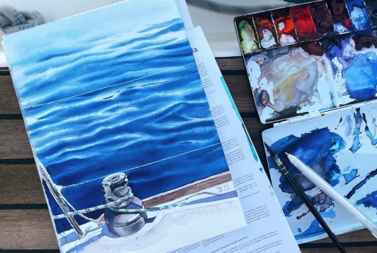 Deep Blue Sea - Tutorial for Seascape with Watercolor