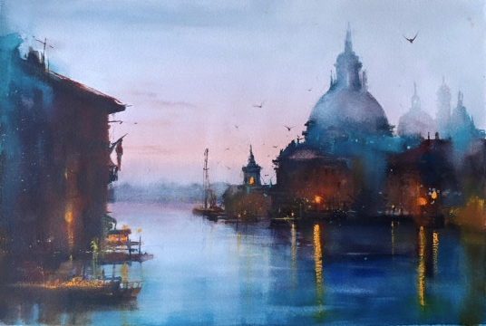 Impressive Venice Harbour with Watercolor - The Power of the Color