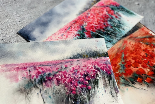 Expressive Tulip Fields - Step by Step Watercolortutorial
