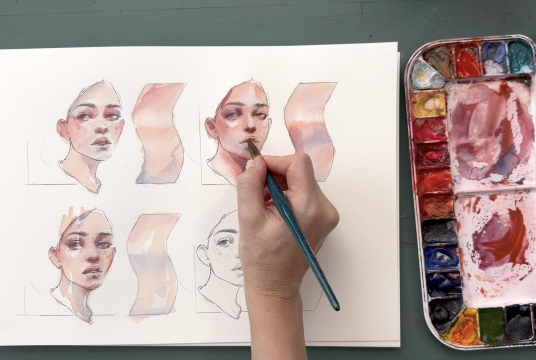Online Watercolor Portrait Course for Beginners