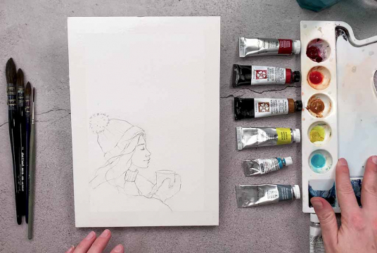 Cozy Winter Watercolor Illustration.