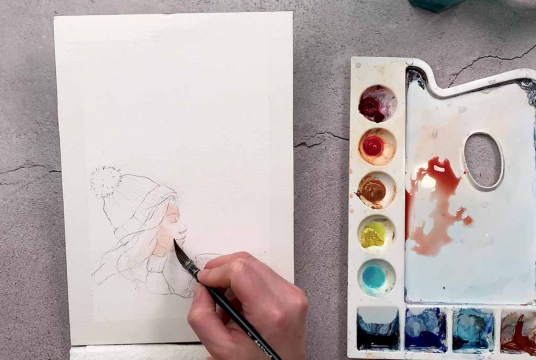 Cozy Winter Watercolor Illustration.