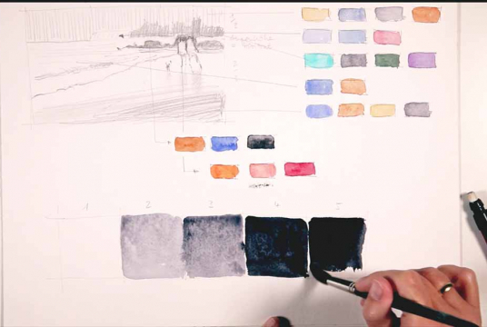 Watercolor Painting: Walk by the Sea