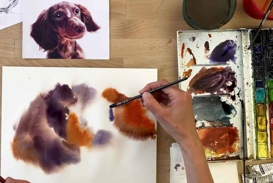 Artistic Dog Portrait With Watercolor