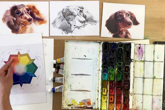 Artistic Dog Portrait With Watercolor