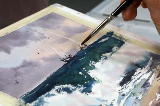 Stürmisches Meer: Geführter Kurs in die Aquarellmalerei mit 3 Motiven