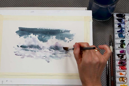 Stormy Sea: Guided course into watercolor painting with 3 plots