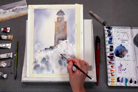 Stormy Sea: Guided course into watercolor painting with 3 plots