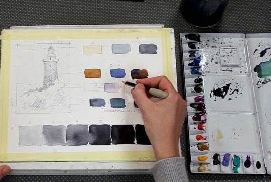 Stormy Sea: Guided course into watercolor painting with 3 plots