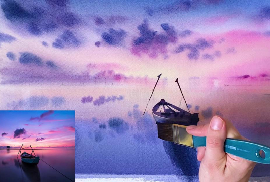 Master watercolor sunset: 3 stunning plots