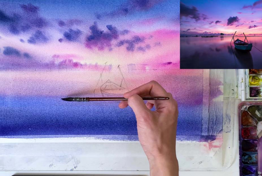 Master watercolor sunset: 3 stunning plots